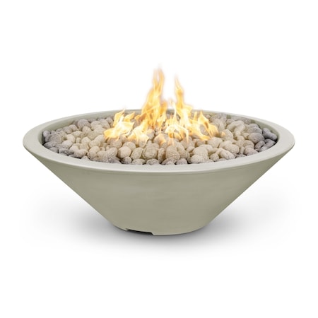 The Outdoor Plus 60 Round Cazo Fire Pit - GFRC Concrete - Ash - Match Lit with Flame Sense - Natural Gas OPT-CZNL60FSML-ASH-NG
